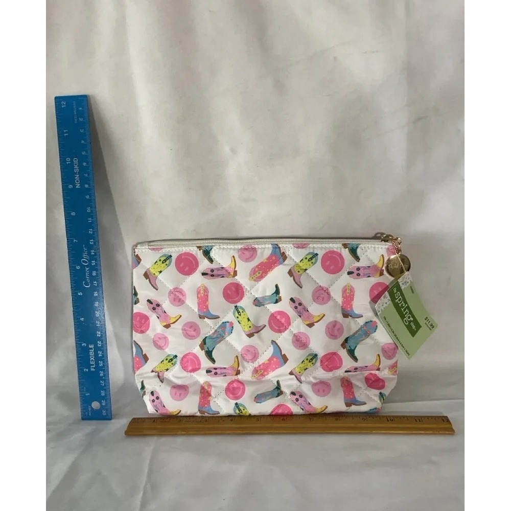 The Spring Shop Makeup Pouch Cowboy Boots And Smiley Face Designs New w/tags